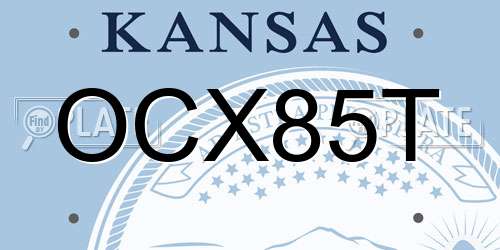 OCX85T Kansas License Plate