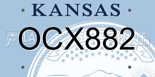 OCX882 Kansas License Plate