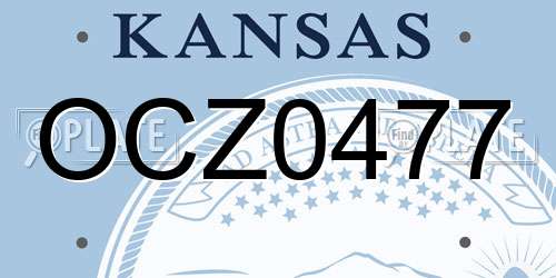 OCZ0477 Kansas License Plate