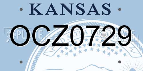 OCZ0729 Kansas License Plate
