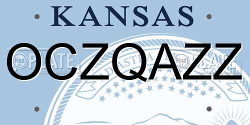 OCZQAZZ Kansas License Plate
