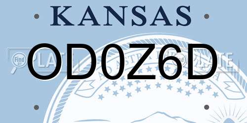 OD0Z6D Kansas License Plate