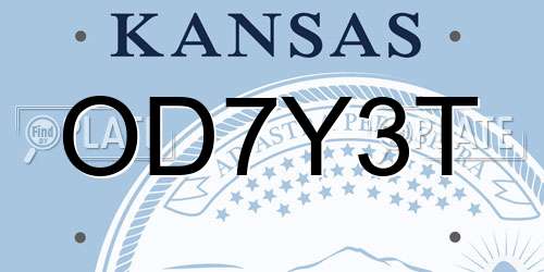 OD7Y3T Kansas License Plate