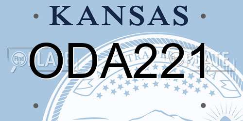 ODA221 Kansas License Plate