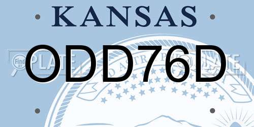 ODD76D Kansas License Plate