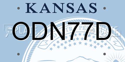 ODN77D Kansas License Plate