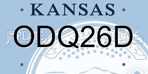 ODQ26D Kansas License Plate