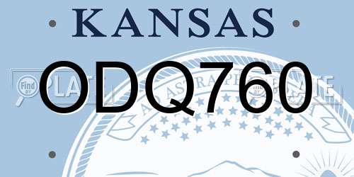 ODQ760 Kansas License Plate