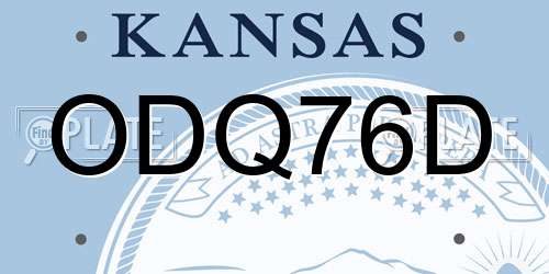 ODQ76D Kansas License Plate