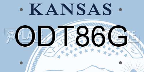 ODT86G Kansas License Plate