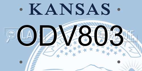 ODV803 Kansas License Plate