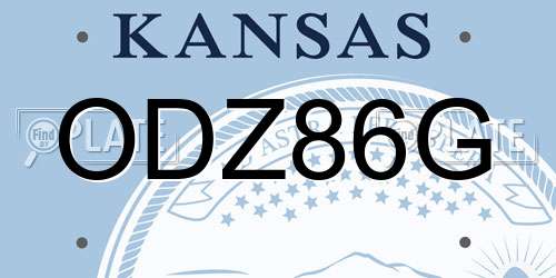 ODZ86G Kansas License Plate