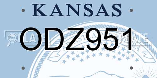 ODZ951 Kansas License Plate