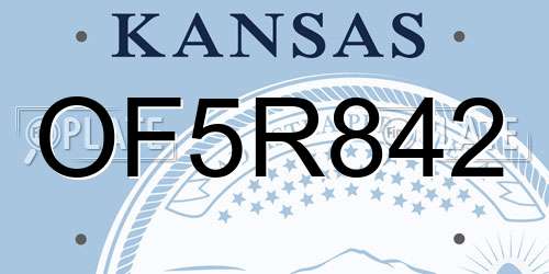 OF5R842 Kansas License Plate