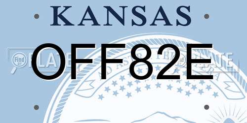 OFF82E Kansas License Plate