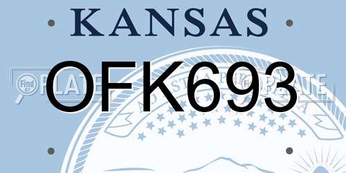 OFK693 Kansas License Plate