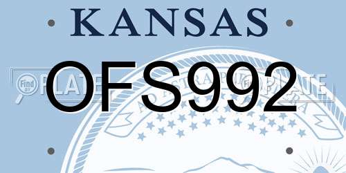 OFS992 Kansas License Plate