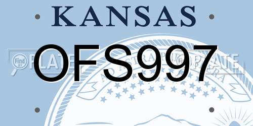 OFS997 Kansas License Plate