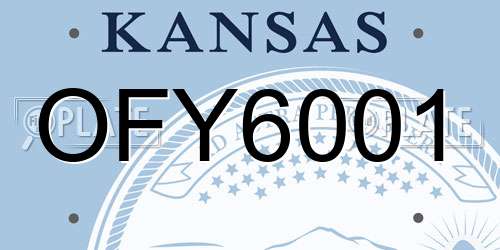 OFY6001 Kansas License Plate