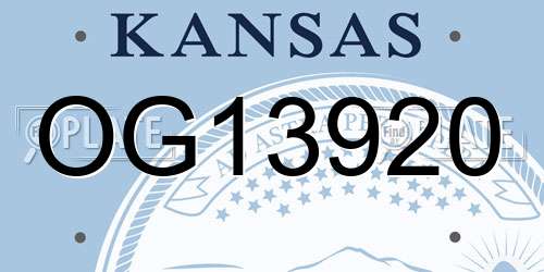 OG13920 Kansas License Plate