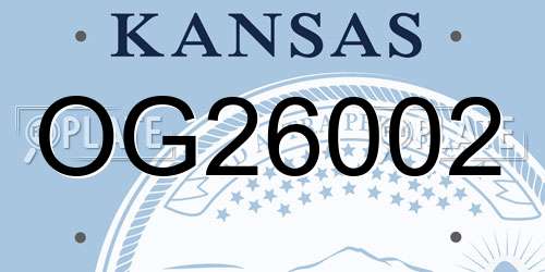 OG26002 Kansas License Plate