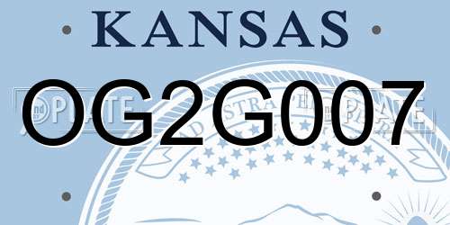 OG2G007 Kansas License Plate