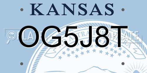 OG5J8T Kansas License Plate