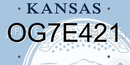 OG7E421 Kansas License Plate