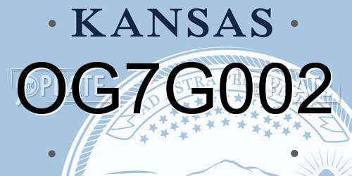 OG7G002 Kansas License Plate