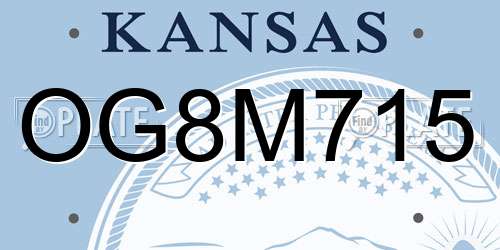 OG8M715 Kansas License Plate