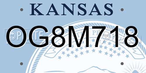 OG8M718 Kansas License Plate
