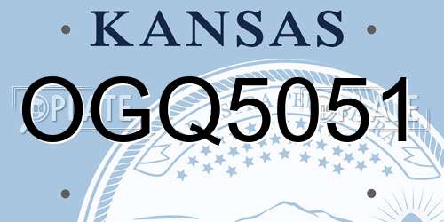 OGQ5051 Kansas License Plate
