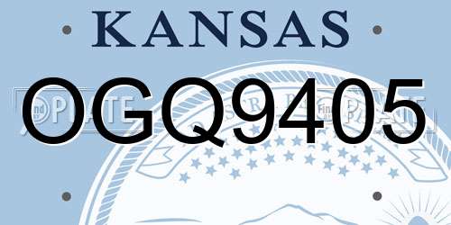 OGQ9405 Kansas License Plate
