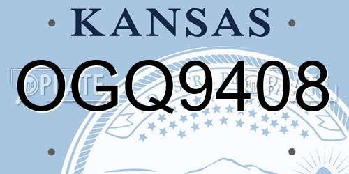 OGQ9408 Kansas License Plate