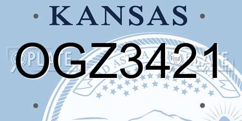 OGZ3421 Kansas License Plate