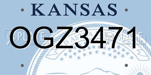 OGZ3471 Kansas License Plate