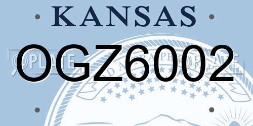 OGZ6002 Kansas License Plate