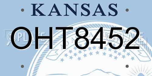 OHT8452 Kansas License Plate