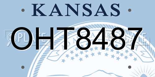 OHT8487 Kansas License Plate