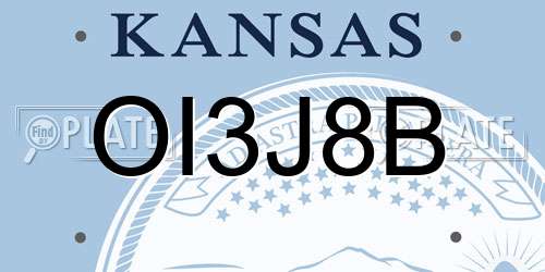 OI3J8B Kansas License Plate