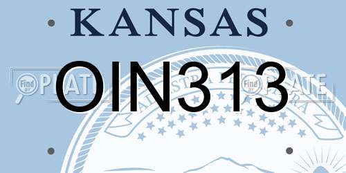 OIN313 Kansas License Plate