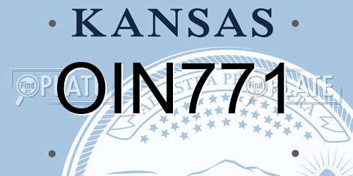 OIN771 Kansas License Plate