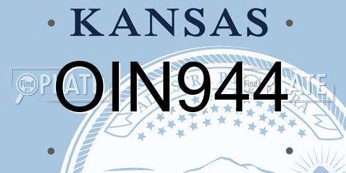 OIN944 Kansas License Plate