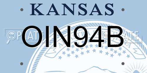 OIN94B Kansas License Plate