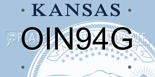 OIN94G Kansas License Plate