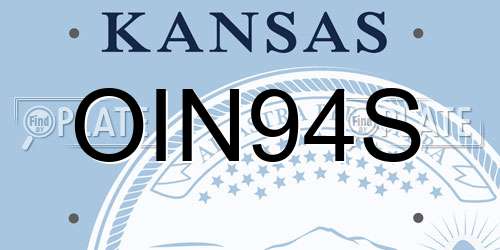 OIN94S Kansas License Plate