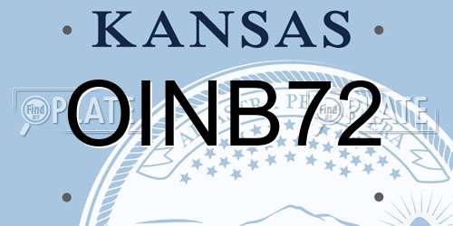 OINB72 Kansas License Plate