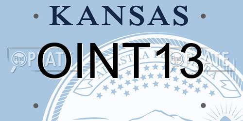 OINT13 Kansas License Plate