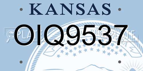 OIQ9537 Kansas License Plate