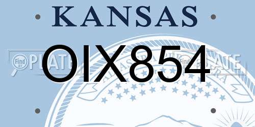 OIX854 Kansas License Plate